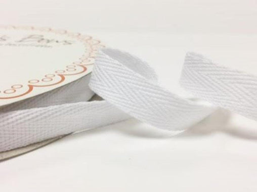 2 metres White 15mm Cotton Herringbone Tape Webbing Ribbon Craft Sewing