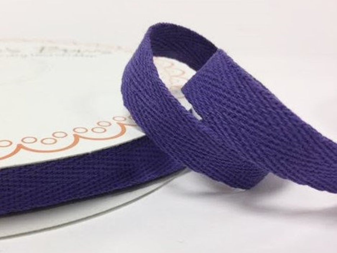 2 metres Purple 15mm Cotton Herringbone Tape Webbing Ribbon Craft Sewing