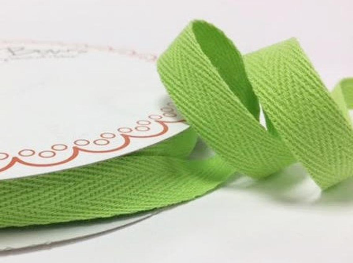 2 metres Lime Green 15mm Cotton Herringbone Tape Webbing Ribbon Craft Sewing