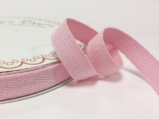 2 metres Pale Pink 15mm Cotton Herringbone Tape Webbing Ribbon Craft Sewing
