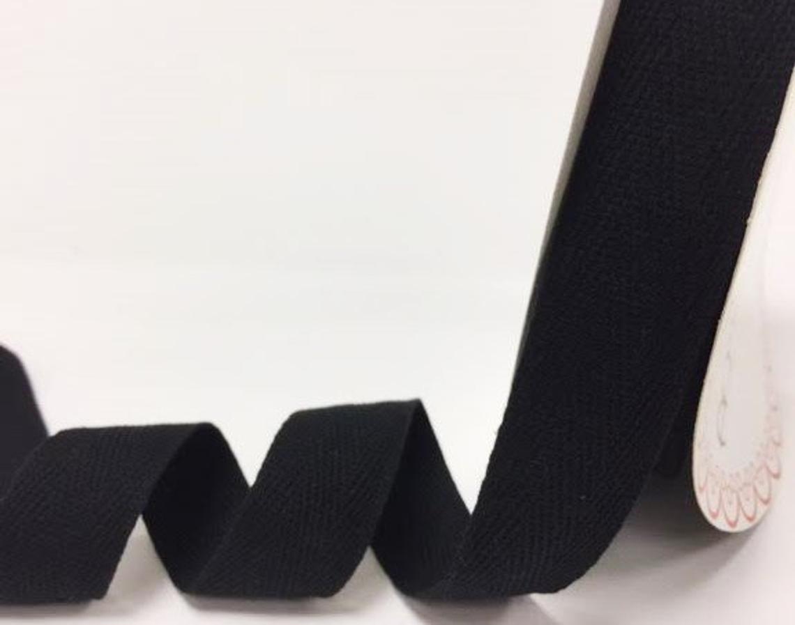 2 metres Black 25mm Cotton Herringbone Tape Webbing Ribbon Craft Sewing