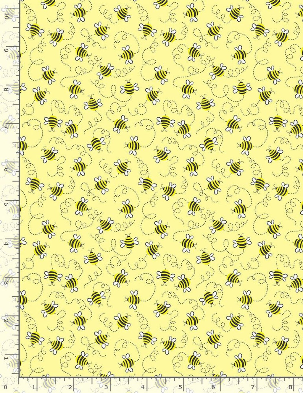 Swirling Bees on Yellow Novelty Fat Quarter Cotton Fabric by Timeless Treasures (UK)