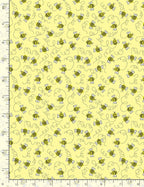 Swirling Bees on Yellow Novelty Fat Quarter Cotton Fabric by Timeless Treasures (UK)