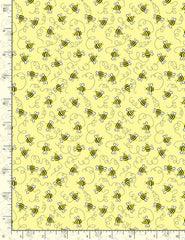 Swirling Bees on Yellow Novelty Fat Quarter Cotton Fabric by Timeless Treasures (UK)