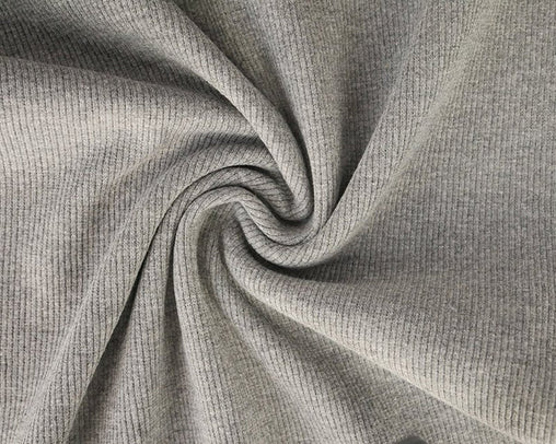 Ribbing Grey Jersey Dress Dresses Tubular Rib Stretch Fabric Soft & Luxurious Cotton 27cm - Half a Metre - Cuffs Neckbands Waistbands