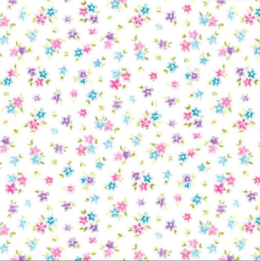 Pink, Purple & Blue Petit Flowers Novelty Excellent Quality 100% Cotton Fabric Craft Sewing Clothes Home Decor Wide Per Large Fat Quarter