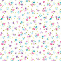 Pink, Purple & Blue Petit Flowers Novelty Excellent Quality 100% Cotton Fabric Craft Sewing Clothes Home Decor Wide Per Large Fat Quarter