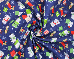 Sally Christmas Cats Green Navy Red Designs Christmas Fabric Polycotton : Half Meter