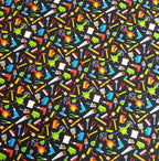 Mens Handyman Tools on Black Novelty Cotton Fabric - Vera Fabrics