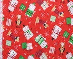 Sally Christmas Cats Green Navy Red Designs Christmas Fabric Polycotton : Half Meter