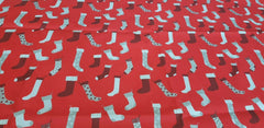 Red Christmas Stockings : Christmas Designs Fabric Polycotton : Half Meter
