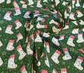 Green Christmas Star Stockings : Christmas Designs Fabric Polycotton : Half Meter