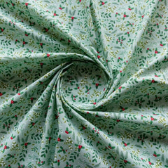 Holly Sage & Green Christmas Stockings : Christmas Designs Fabric Polycotton : Half Meter