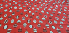 Christmas Baubles Red Stockings : Christmas Designs Fabric Polycotton : Half Meter
