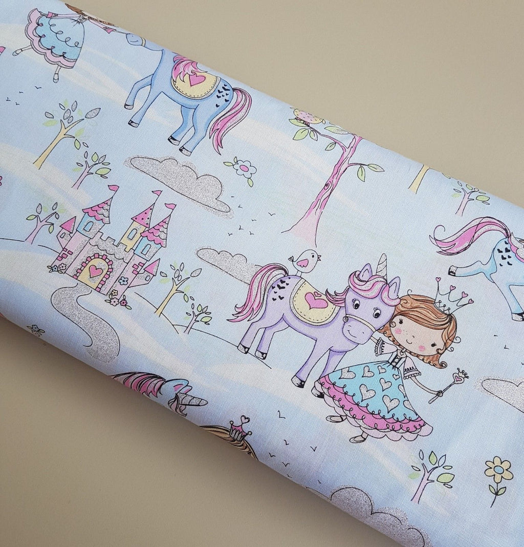 Princess Kingdom Castle Metallic Novelty Cotton Fabric - Vera Fabrics