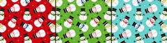 Smiley Snowman Red Green Sky Christmas Designs Fabric Polycotton : Half Meter
