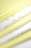 5 x Polycotton Fat Quarter Fabric Bundle | Yellow White Floral Gingham Plain