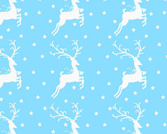 Reindeer Stars Blue White Red Designs Christmas Fabric Polycotton : Half Meter