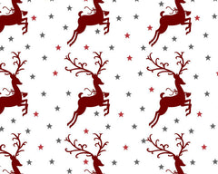 Reindeer Stars Blue White Red Designs Christmas Fabric Polycotton : Half Meter