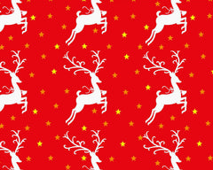 Reindeer Stars Blue White Red Designs Christmas Fabric Polycotton : Half Meter