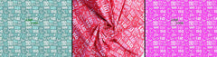 Festive Ho Ho Sage Pink Red Designs Christmas Fabric Polycotton : Half Meter