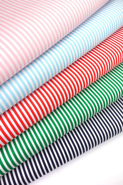 5 x Polycotton Fat Quarter Fabric Bundle | Thin Stripes Multicolour