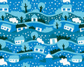 Snow Globe Scene Blue Beige Sky Designs Christmas Fabric Polycotton : Half Meter - Tailortime