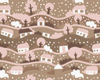 Snow Globe Scene Blue Beige Sky Designs Christmas Fabric Polycotton : Half Meter - Tailortime