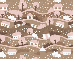 Snow Globe Scene Blue Beige Sky Designs Christmas Fabric Polycotton : Half Meter
