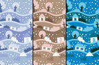 Snow Globe Scene Blue Beige Sky Designs Christmas Fabric Polycotton : Half Meter - Tailortime