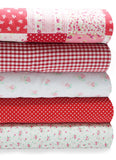 5 x Polycotton Fat Quarter Fabric Bundle | Patchwork Bundle Red Floral Gingham Spotty
