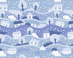 Snow Globe Scene Blue Beige Sky Designs Christmas Fabric Polycotton : Half Meter - Tailortime