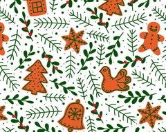 Kiss A Ginger Green Blue White Burgundy Designs Christmas Fabric Polycotton : Half Meter