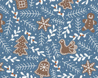 Kiss A Ginger Green Blue White Burgundy Designs Christmas Fabric Polycotton : Half Meter