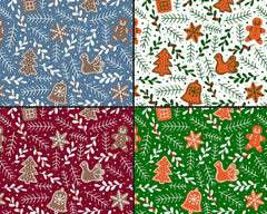 Kiss A Ginger Green Blue White Burgundy Designs Christmas Fabric Polycotton : Half Meter