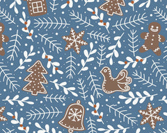 Kiss A Ginger Green Blue White Burgundy Designs Christmas Fabric Polycotton : Half Meter