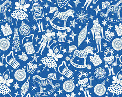 Cracking Christmas Blue Red Green Designs Fabric Polycotton : Half Meter