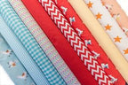 10 x Polycotton Fat Quarter Fabric Bundle | Llama Spotty Plain Stripes Gingham Stars - Tailortime