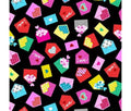 Colourful Love Letters on Black Cotton Fabric - Vera Fabrics