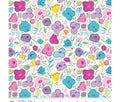 Colourful Doodle Flowers Ballerina Cotton Fabric - Vera Fabrics