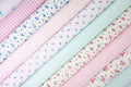 10 x Polycotton Fat Quarter Fabric Bundle | Aqua & Pink Floral Vintage Gingham & Spotty