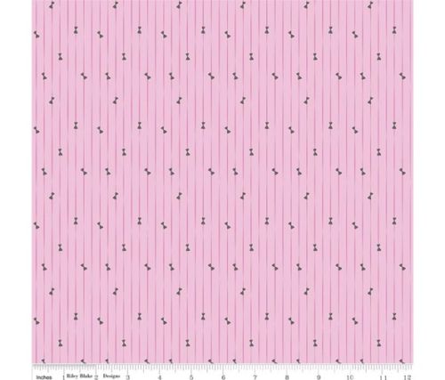Pink Ballerina Bows in Stripes Cotton Fabric - Vera Fabrics